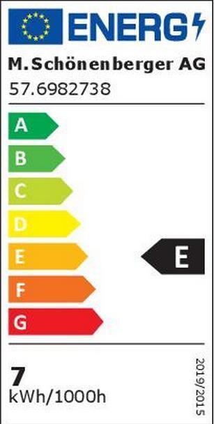 Energie-Label Schönenberger Einbauleuchte Brilliant 2700 K, 38° (820 lm)