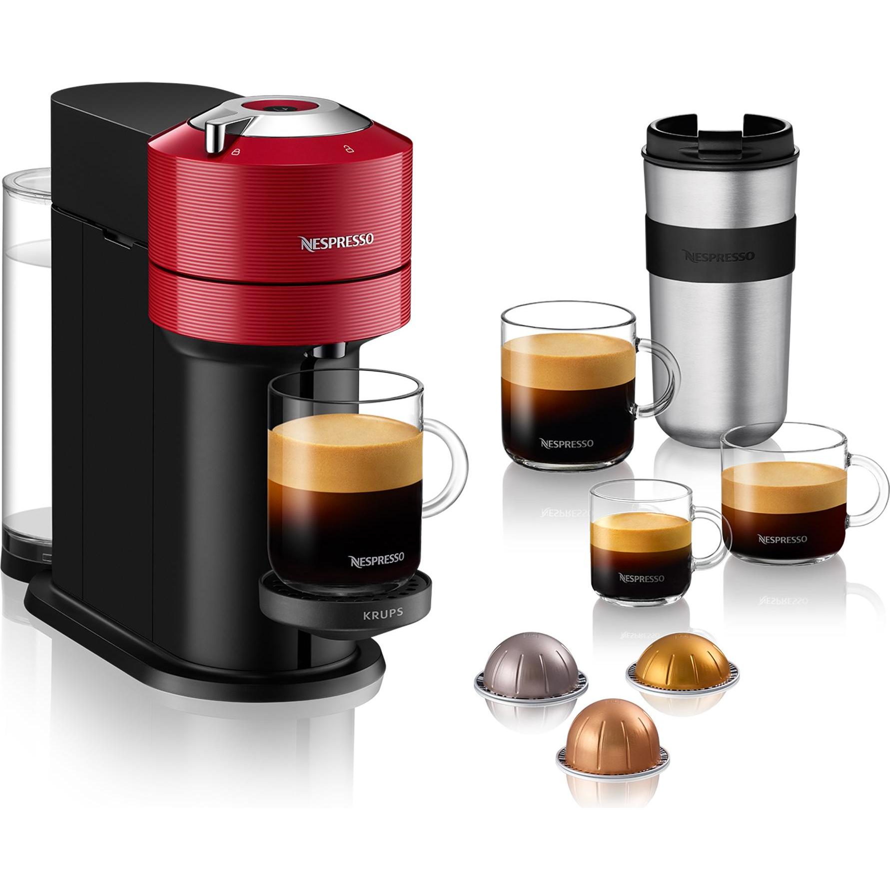 Krups Nespresso Vertuo Next, Macchina da caffè a capsule, Nero, Rosso