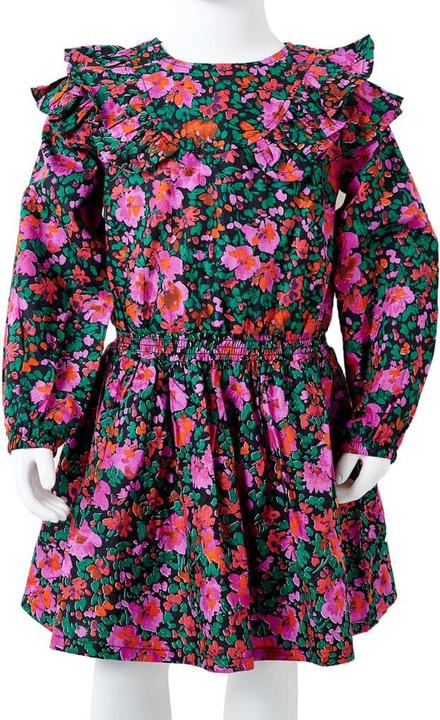 Produktbild VidaXL Kinderkleid mit Langen Ärmeln Knallrosa 128,Material: 95 (128)