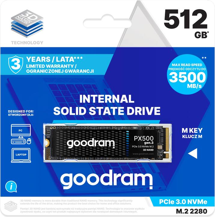 Image du produit Goodram PX500 GEN.3 SSDPR-PX500-512-80-G3 (512 Go, M.2 2280)
