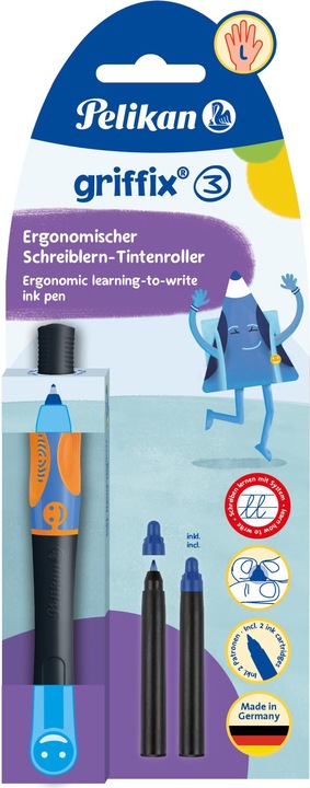 Produktbild Pelikan griffix Tintenschreiber Neon Black für Linkshänder, Schreiblernstift mit ergonomischer (Neon Black, 1 x)
