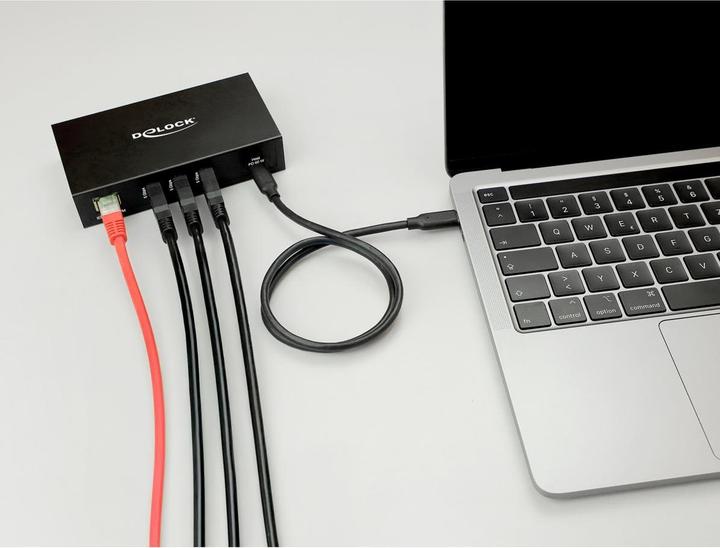 Produktbild Delock 3 Port USB 5 Gbps Hub + RJ45 Gigabit LAN PoE++ Port m (USB-C, 5 Ports)
