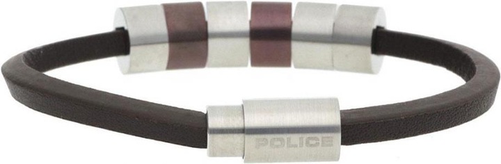Police Armband (19 cm, Leder, Edelstahl)
