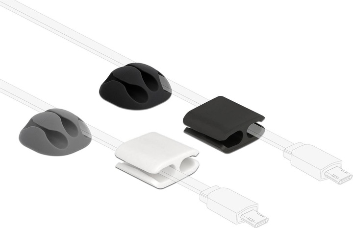Produktbild Delock Kabelhalter und Kabelclip Set 4 Stück
