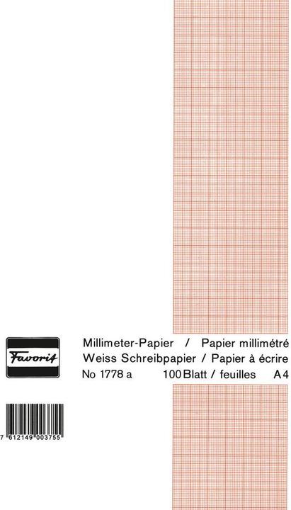 Produktbild Favorit Millimeterpapier Block weiss (21 x 29.7 cm, Kariert, Harter Einband)