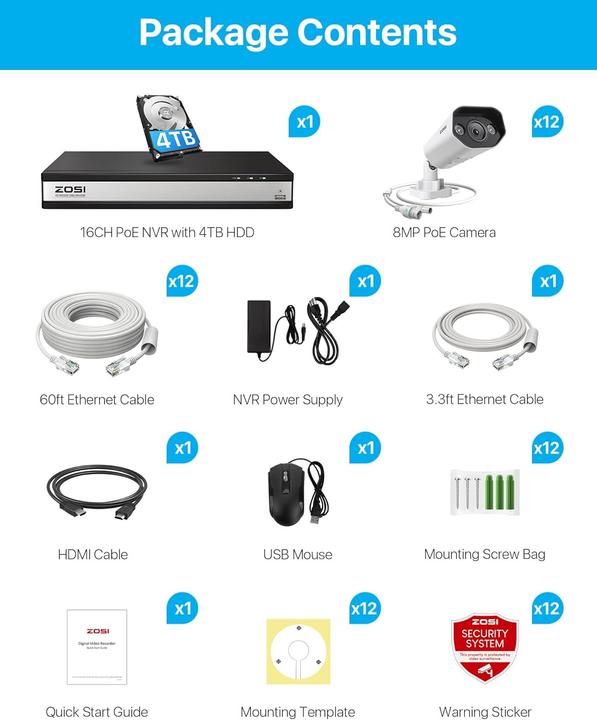 Actual product image Zosi 4K PoE Überwachungskamera Set mit Personenerkennung