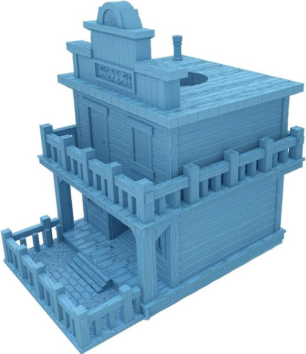 Produktbild Feldherr Fates End Dice Tower Ghost Town himmelblau – 3D Würfelturm Tabletop (Kunststoff)