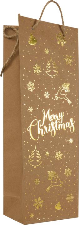 Produktbild Idena Flaschentasche Weihnachten Merry Christmas braun 12x9x36cm (Flaschentasche)