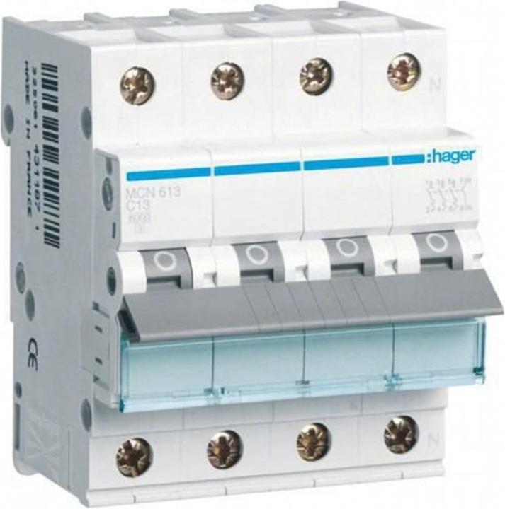 Actual product image Hager Circuit breaker 3P+N 6kA C-13A 4M