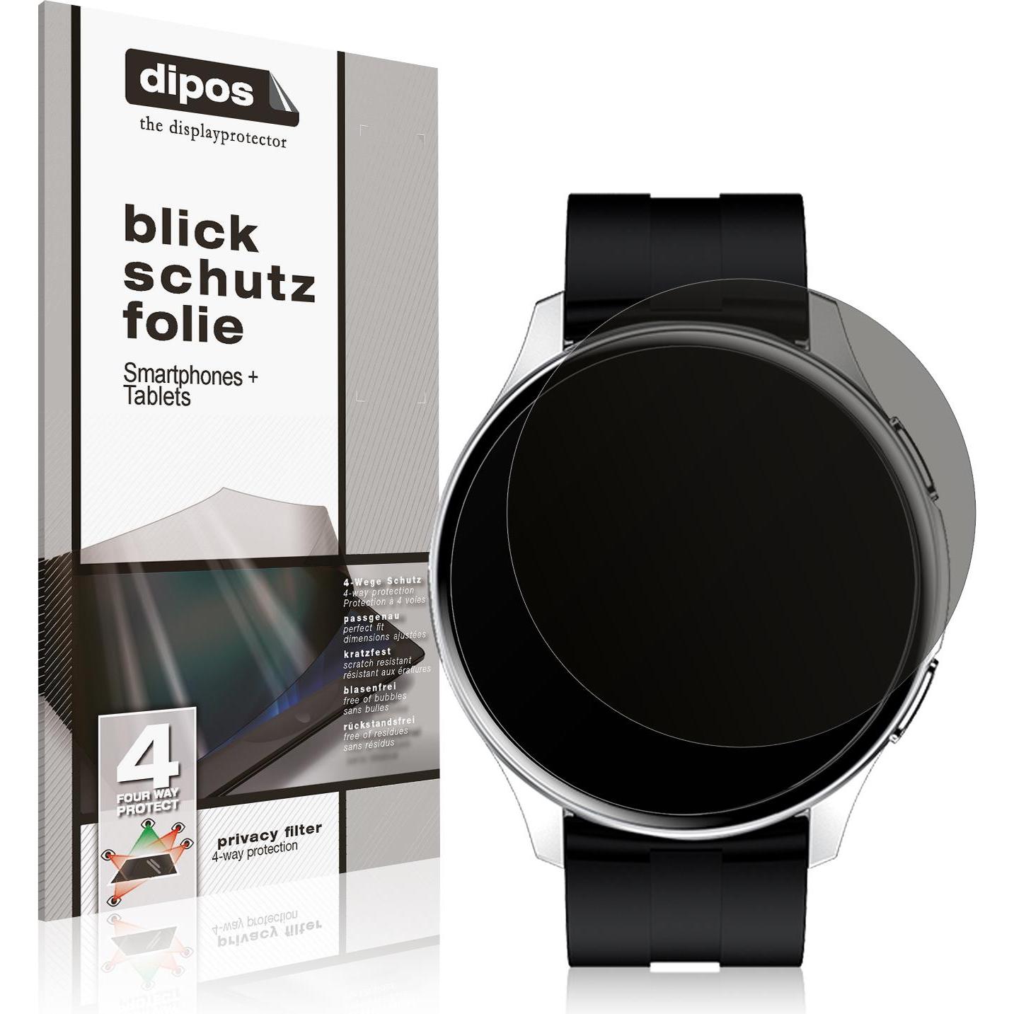 Dipos Blickschutzfolie 4-Way Privacy, Smartwatch Schutzfolie, Transparent