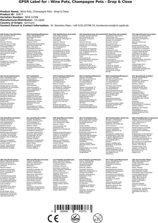 Produktbild Ich-zapfe Weinstopfen, Champagnerstopfen - Drop & Close (Champagnerverschluss)