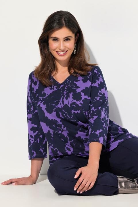 Produktbild Ulla Popken Shirt, Blüten, V-Ausschnitt, 3/4-Arm (46, 48)