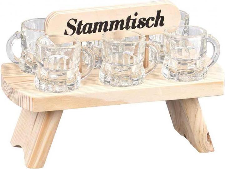 Produktbild TOP Stammtisch aus Holz (6 x, Schnapsgläser + Shotgläser)