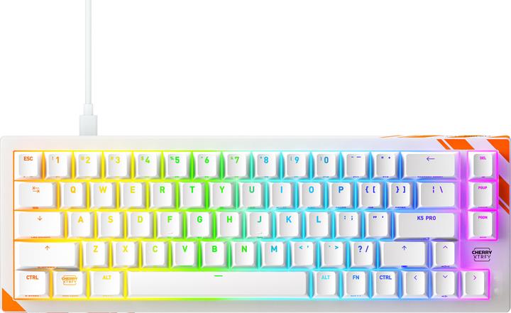 Produktbild CHERRY K5 PRO TMR COMPACT, Kabelgebunden, USB, Mechanischer Switch, QWERTY, RGB-LED, Orange, Weiss (US, Kabelgebunden)