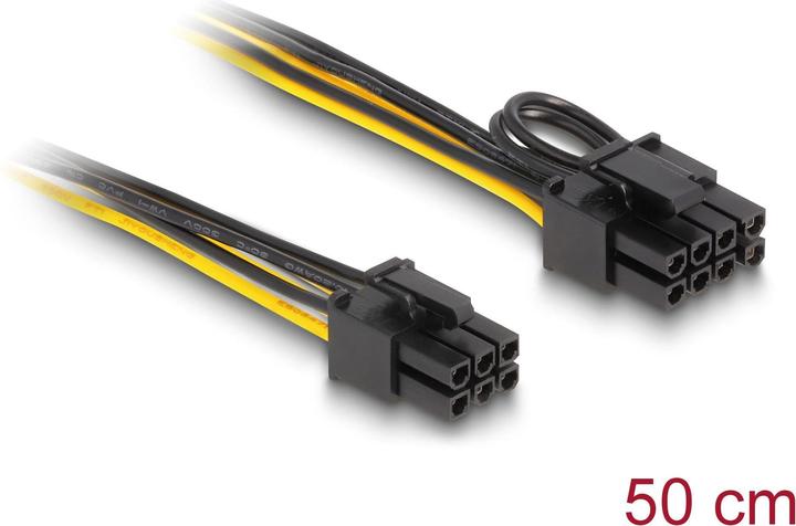 Image du produit Delock Câble d'alimentation PCI Express 6 broches mâle vers PCI Express 6+2 broches mâle 50 cm