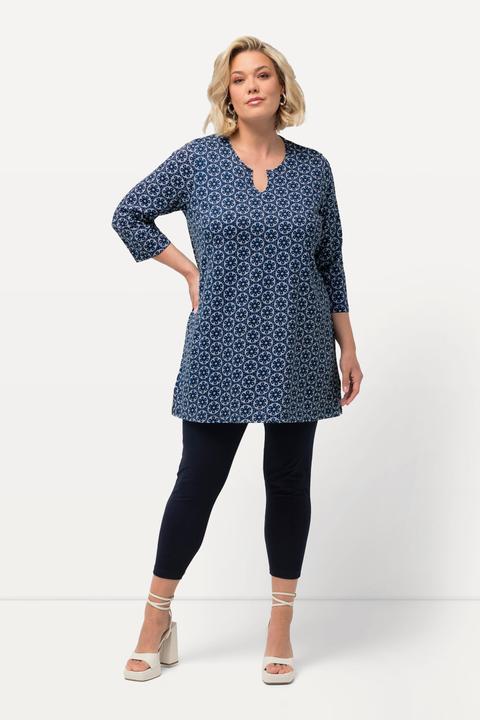 Immagine prodotto Ulla Popken Maglia dal taglio lungo con fiori, scollo a tunica e maniche a 3/4 (68)