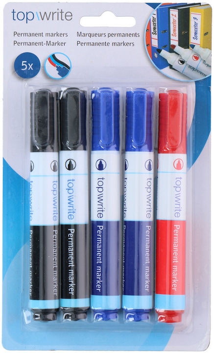 Topwrite Permanent Marker (Mehrfarbig, 2 mm, 5 x)