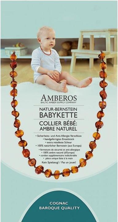 Actual product image Amberos Natural Amber Necklace Baroque (Amber, 32 cm)