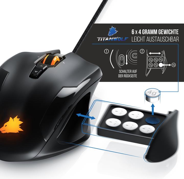 Immagine prodotto Titanwolf Tastiera, mouse e tappetino Spar Set, tastiera meccanica, mouse e tappetino da gioco (DE, Cablato)