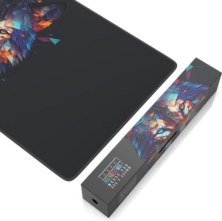 Produktbild Titanwolf Gaming Mauspad XXL, glattes Stoffgewebe, Speed Mausmatte 900 x 400 mm grosse Fläche, Polygon Wolf (XXL)