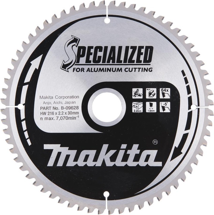 Actual product image Makita B-09628 216 mm x 30 mm x 64 teeth specialised aluminium mitre saw blade