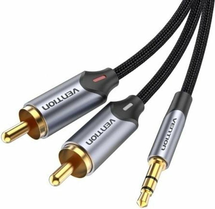 Image du produit Vention 2xRCA cable (Cinch) jack to 3.5mm BCNBK 8m (grey) (8 m, Câble AUX)