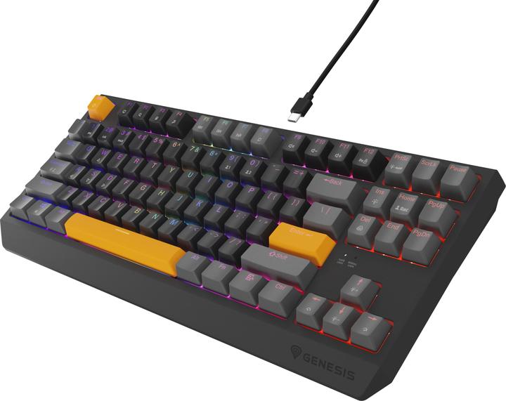 Actual product image Genesis Thor 230 TKL Anchor Gray Positive RGB Outemu Red (US, Cable, Wireless)