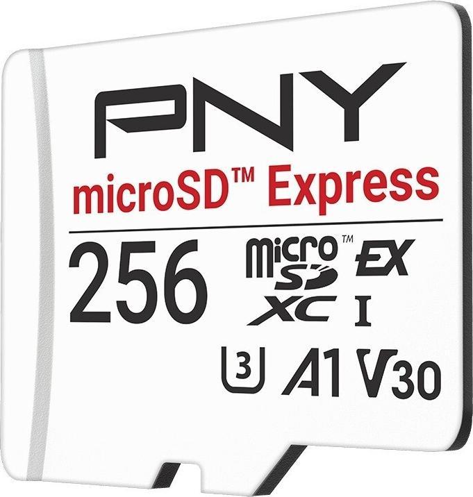 Actual product image PNY 256GB Express microSD memory card P-SDU256P31880EXP-GE (256 GB, microSD Express)