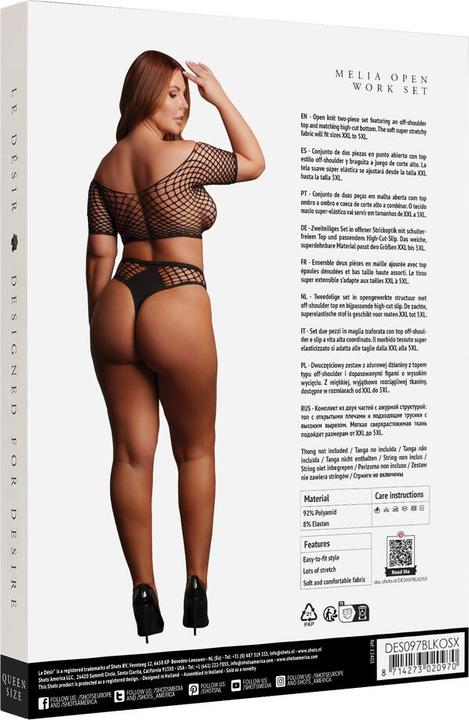 Produktbild Le Désir Melia - Open Work Set - Queen Size - Black (3XL, 4XL, 5XL, XXL)