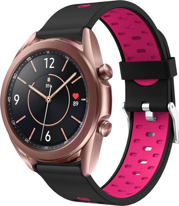 Productafbeelding Cover-Discount 20mm Siliconen Vervangingsarmband BI-kleur roze (20 mm, Silicone)