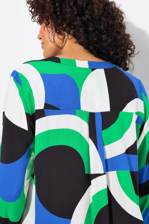 Actual product image Ulla Popken Graphic Print Button Down Tunic Blouse (42, 44)