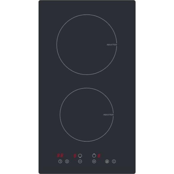 PKM Induktions-Doppelkochplatte IF2BG, Piano cottura portatile, Nero