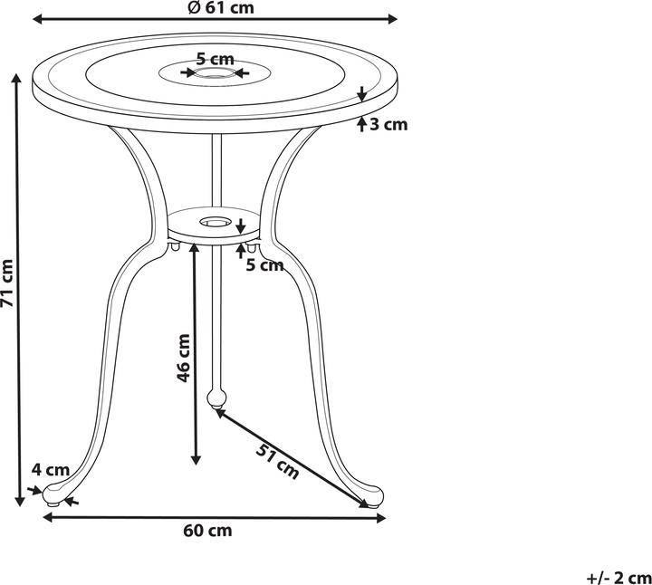 Nährwerte und Zutaten Beliani Dascio (61 cm)