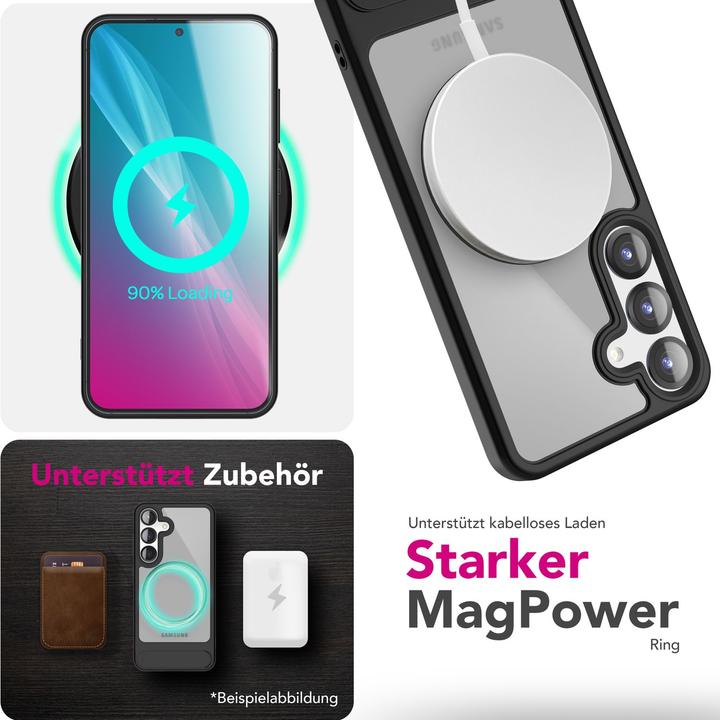 Produktbild Nalia Triton - Durchsichtige Standfuss Hülle mit MagSafe Ring - Kickstand Hardcover (Samsung Galaxy S25)