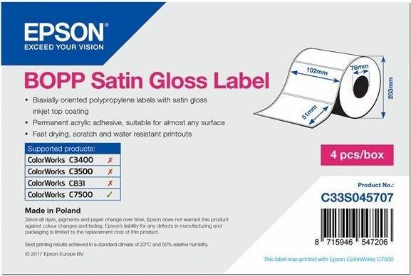 Epson Premium Permanent-Akrylaufkleber, Seidenglanz, gestanzt, an zwei Achsen ausgerichtete Propylenetiket (10.20 cm)
