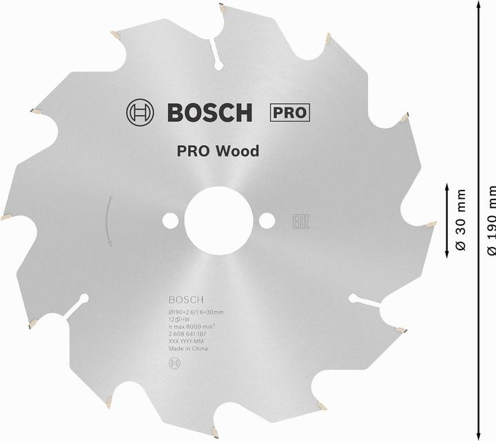 Actual product image Bosch Professional Zubehör PRO Wood circular saw blade, 190 x 2.6 x 30 mm