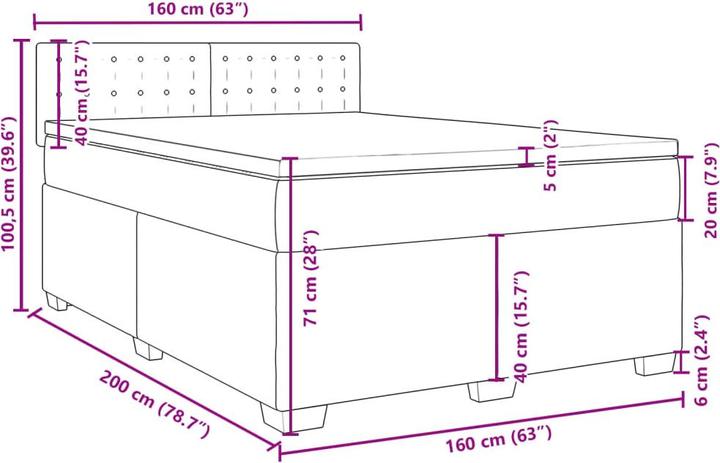 Immagine prodotto vidaXL Bo x letto a molle con materasso 160 x 200 cm in finta pelle (160 x 200 cm)