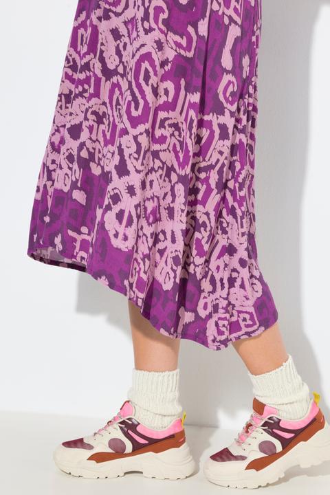 Immagine prodotto Ulla Popken Abito dal taglio svasato con pieghe decorative, collo alto e maniche lunghe e svasate (50, 52)