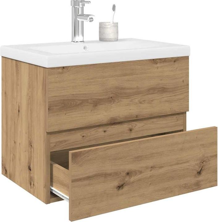 vidaXL Waschbeckenunterschrank mit Einbaubecken und Wasserhahn Bad Waschtisch