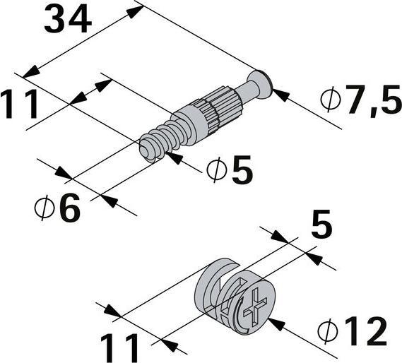 Produktbild Hettich Verbindungsbeschlägeset Rastex 12, 20 mm (Verbindungsbeschlag, 1 Stk.)