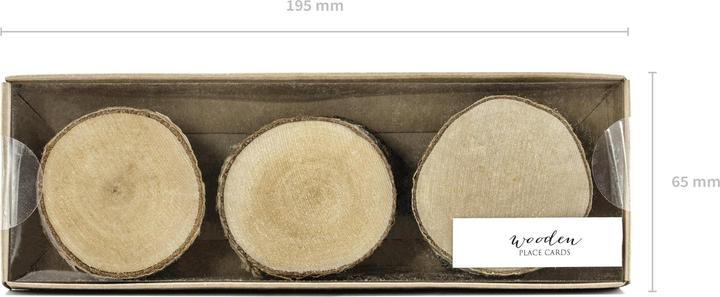 Produktbild Partydeco Tischkarte Holzscheibe Ø 4.5-6.5 cm, H: 1 cm, 6 Stück, braun