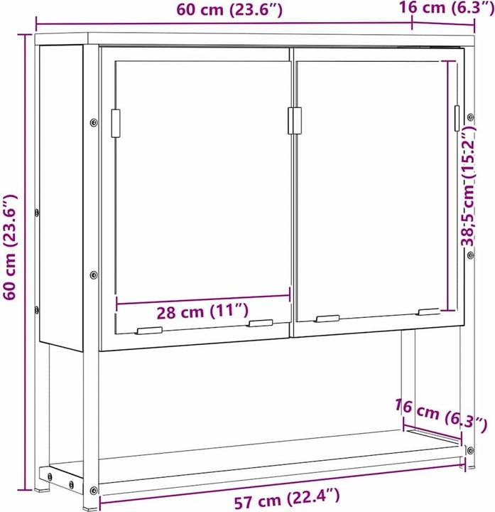 Produktbild vidaXL Badezimmer Spiegel (60 x 60 cm)