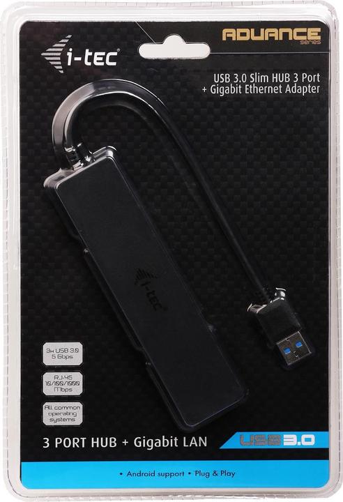 Produktbild i-tec Advance U3GL3SLIM Schnittstellen-Hub USB 3.2 Gen 1 (3.1 Gen 1) Typ-A Schwarz (USB-A, 4 Ports)