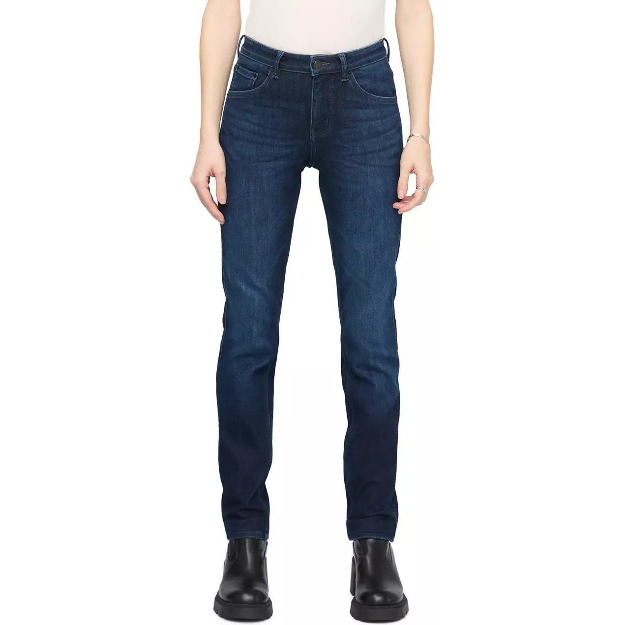 Du/Er, Damen, Outdoorhose, Tech Fleece Denim Slim Straight Women (27), Blau, 27