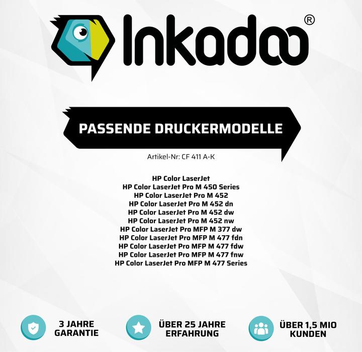 Produktbild Inkadoo Toner multipack kompatibel zu HP CF410A + CF252XM / 410A enthält 4x Tonerkartusche (BK, C, M, Y)