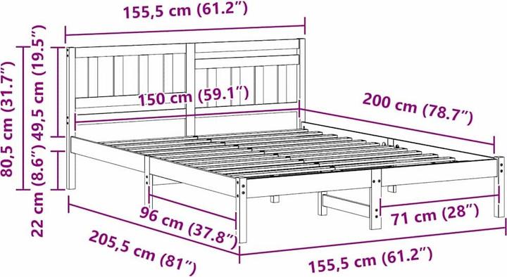 Produktbild vidaXL Plattformbett (150 x 200 cm)