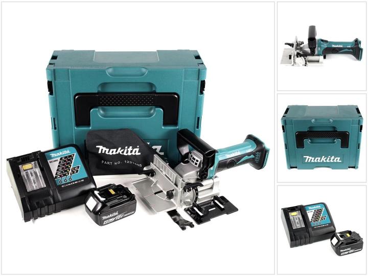 Actual product image Makita DPJ 180 RM1J Fraiseuse à rainurer sans fil, 18 V Li-Ion + 1x Battery 4.0 Ah + Chargeur + Mak