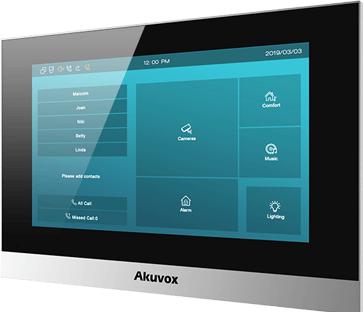 Actual product image Akuvox Indoor station C313W with logo, touch screen, POE, silver (Bluetooth, Wi-Fi)