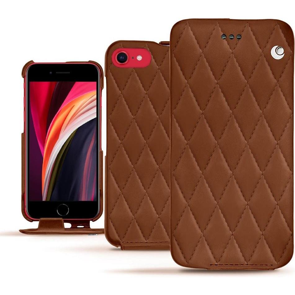 Noreve Lederschutzhülle vertikal (Apple iPhone SE (2nd Gen), Apple iPhone SE (3rd Gen)), Smartphone Hülle, Braun