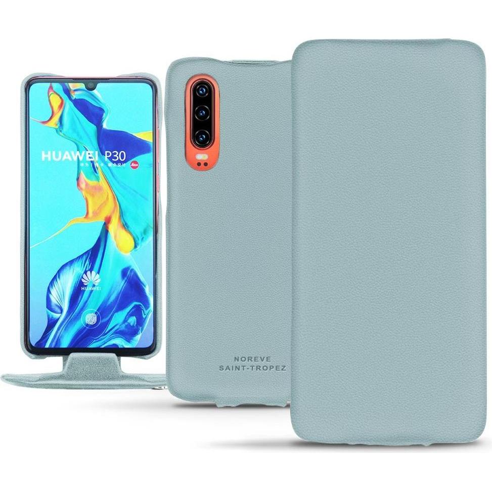Noreve Lederschutzhülle vertikal (Huawei P30), Smartphone Hülle, Blau